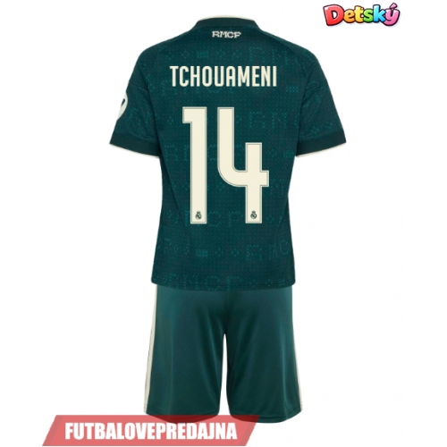 Lacne Dětský Futbalové dres Real Madrid Aurelien Tchouameni #14 2026-27 Krátky Rukáv - Preč (+ trenírky)